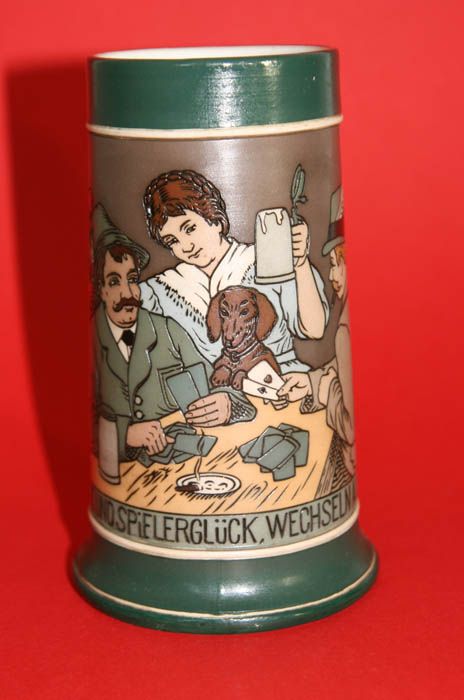 STUNNING METTLACH BEER STEIN CARD GAME c. 1915  