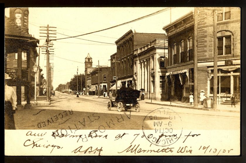   Downtown Marinette Wisconsin w/Rare Chicago AMS 38 3 Receiver  