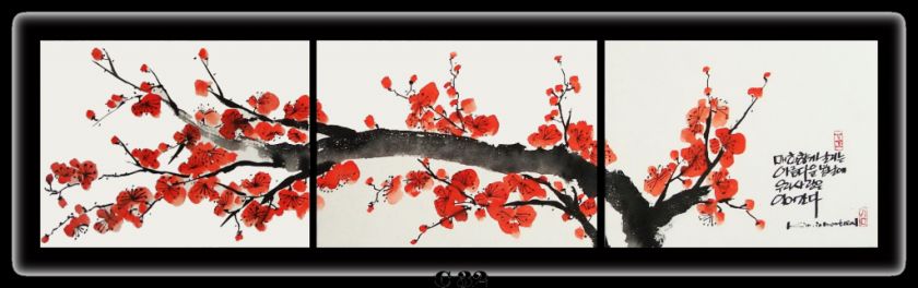 Horizontal Set of 3 canvases Medium Oriental ink, water color Size 