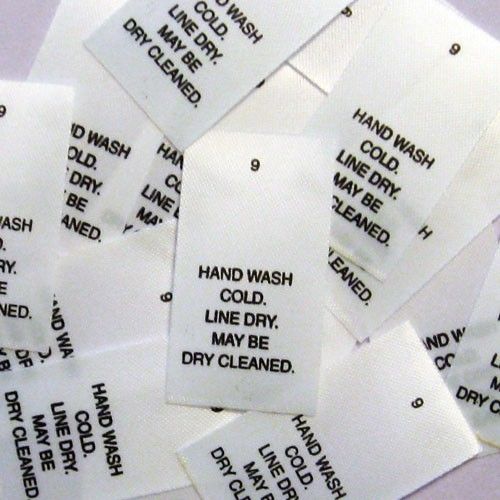 Care Tags Printed Hand Wash Cold Dry Clean #9 (Qty 100)  