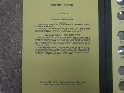   LIBRARY OF COINS ALBUM MERCURY 10c 1916 1945 VOL.10 ID#Y990  