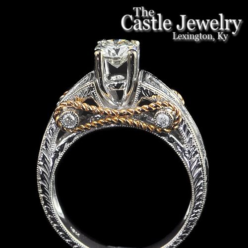 LADIES UNIQUE VINTAGE INSPIRED 1 CT DIAMOND ENGAGEMENT RING BAGUETTE 