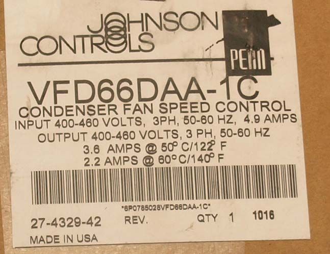 PENN JOHNSON CONTROLS VFD66DAA 1C VFD  