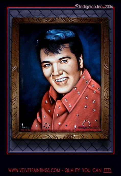 ELVIS VELVET PAINTING, Velvet Elvis BeSequinned in Red  