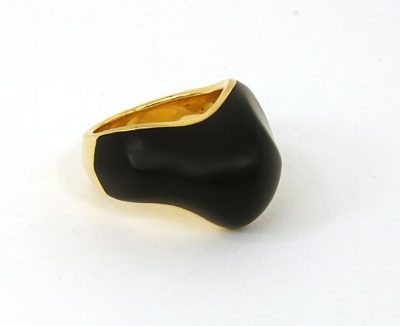 VALENTE ITALIAN SIGNED 18K GOLD & BLACK ONYX LADIES BAND RING NWT 