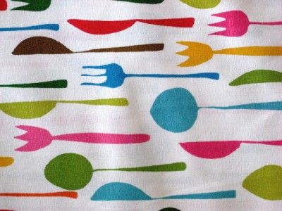 COTTON FABRIC KAUFMAN FORKS SPOONS KNIFE FAT QUARTER  