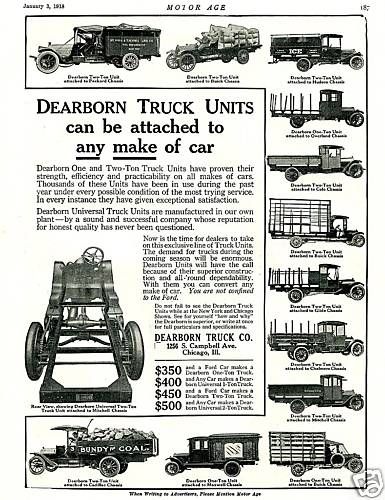 1918 DEARBORN Universal TRUCK Bodies AD. 12 Models.  