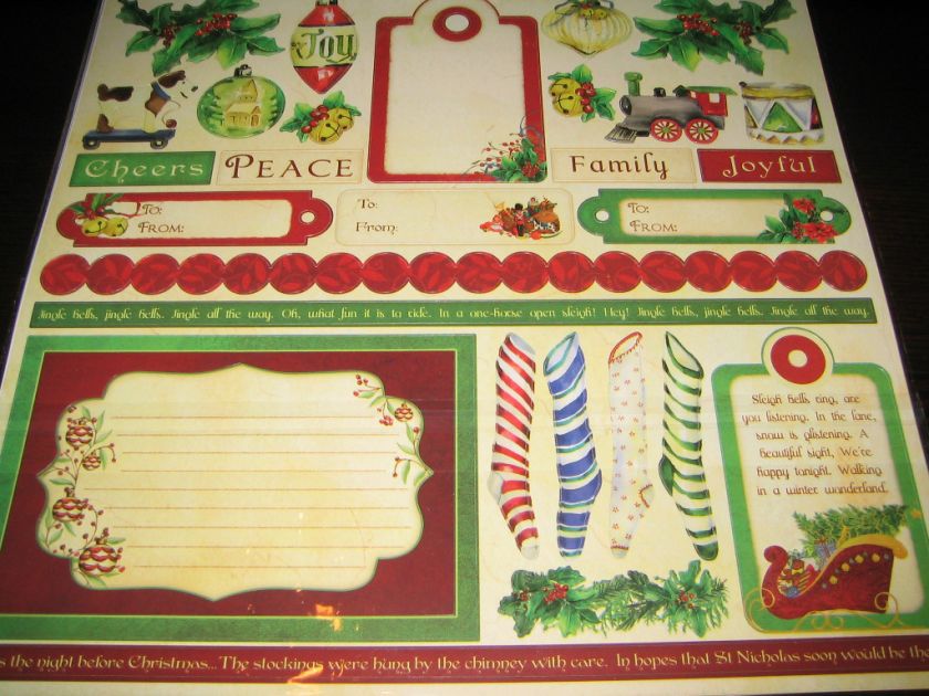 Scrapbooking 12x12 Dear Santa Cardstock Sticker Sheet  