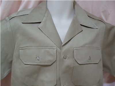 VINTAGE U.S. ARMY KHAKI SHORT SLEEVE SHIRT SP3 PATCH  