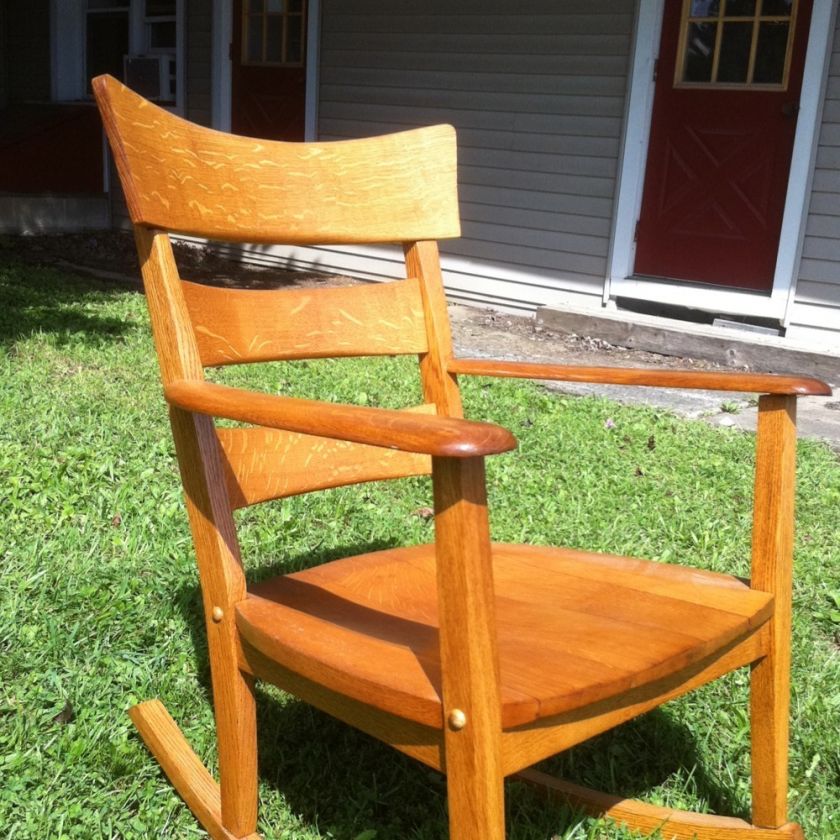 Antique Oak Rocker Quarter Sawn Mission Arts And Crafts  