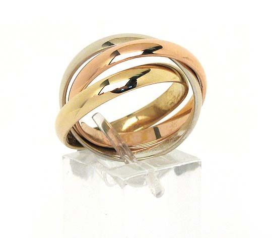 BENCHMARK DESIGNER STYLISH 14K TRICOLOR GOLD RING BANDS  