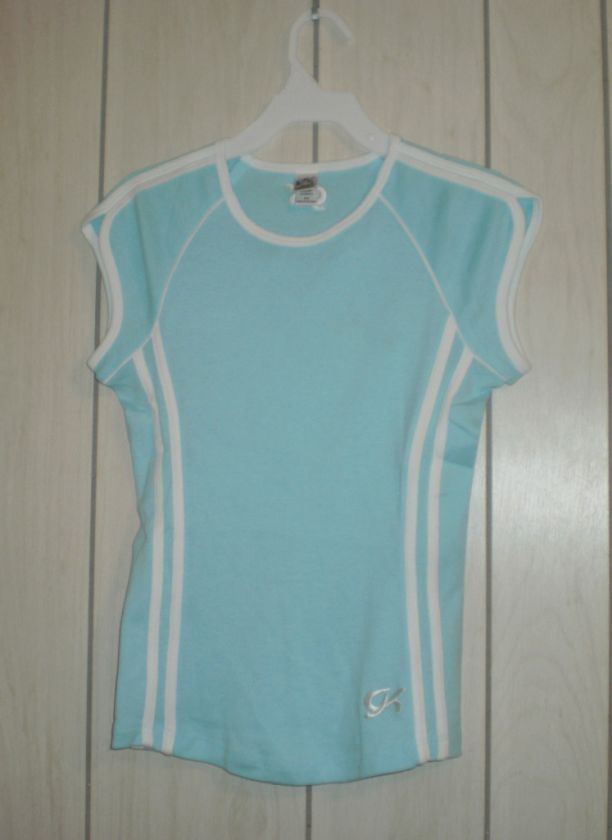 Calvin Klein jr med aqua & white athletic cut tee  