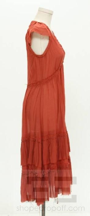 Marc Jacobs Sheer Coral Cotton Short Sleeve Dress Size 8  