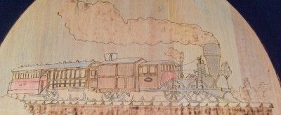 ARIZONA PYROGRAPHY WOODBURNING STEAM TRAIN & TRESTLE  