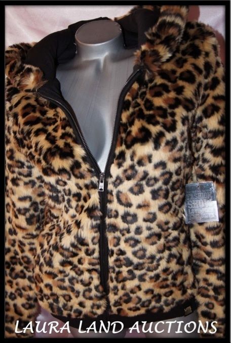 XS♥Victoria Secret PINK FASHION SHOW LEOPARD FUR HOODIE Sweatshirt 