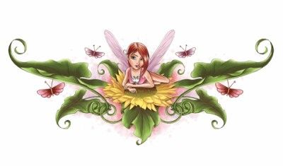 SEXY PINK FAIRY FLOWER LOWER BACK Temporary Tattoo  