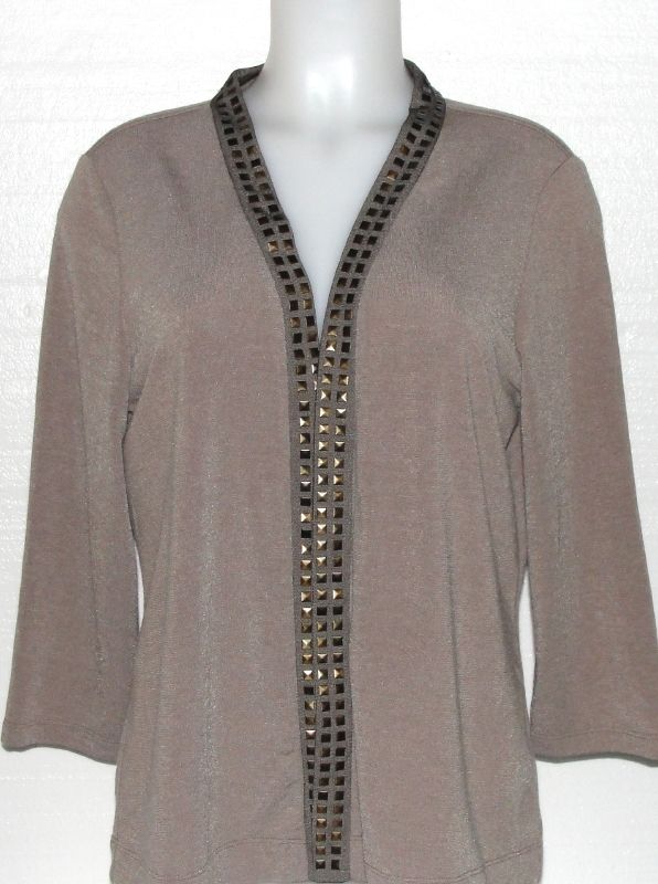 NEW Effortless Style Open Front Cardigan w/ Stud Trim  