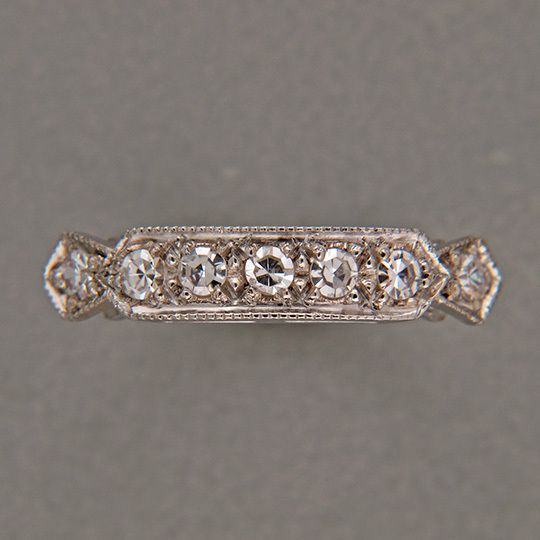 HAND MADE 7 DIAMOND TRANSITIONAL 1956 .27CT SOLID PLATINUM WEDDING 