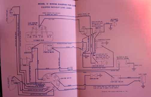 FORD MODEL A ELECTRIC WIRING DIAGRAM WITHOUT COWL LAMPS  