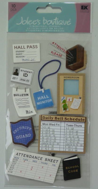 School90 JOLEES 3D Stickers SCHOOL, CLASS, SCHEDULE  