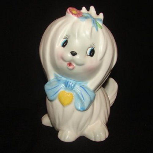 Vintage Lefton Toodles Maltese Dog Planter  