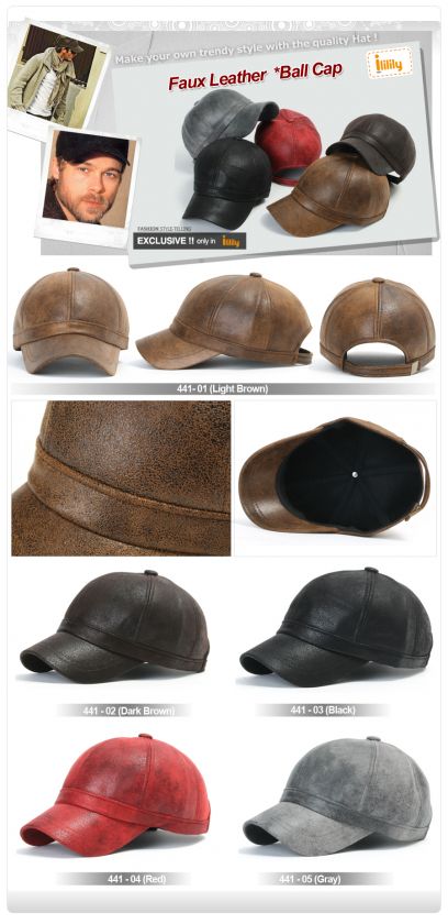 ililily New Mens Faux Leather Ball Cap Baseball Caps Trucker Hat Visor 