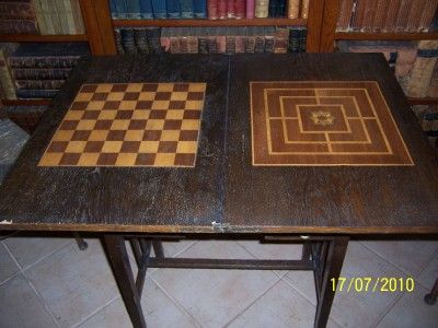 Antique Arts Crafts Mission Oak Chess Game Side Table  