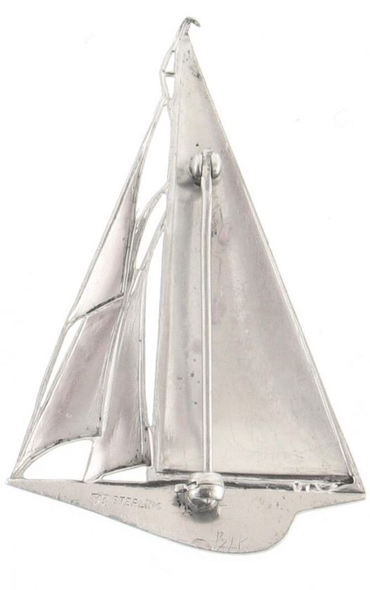 VINTAGE DECO BALLOU STERLING SAILBOAT SAILING PIN  