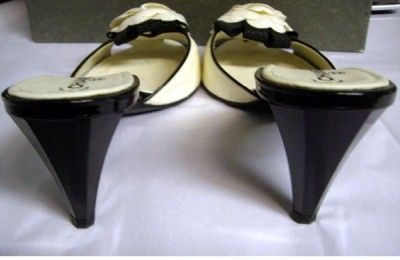 CHANEL~2 Tone FABRIC/LEATHER MULES  PRISTINE 39.5  