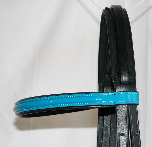 FSS PATENT Leather TURQUOISE AQUA GLOSS Comfort Padded Poll Dressage 