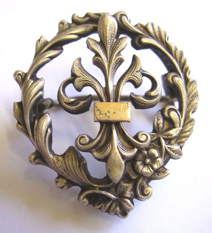 ART NOUVEAU BROOCH PIN FLEUR DE LYS c1910 FRANCE  