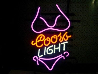 15x10 Bikini Girl Purple Logo Beer Bar Pub Store Coors Light Neon 