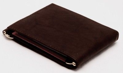 Mens DARK BROWN Leather Trifold 2 MONEY CLIPS WALLET NIB 504  