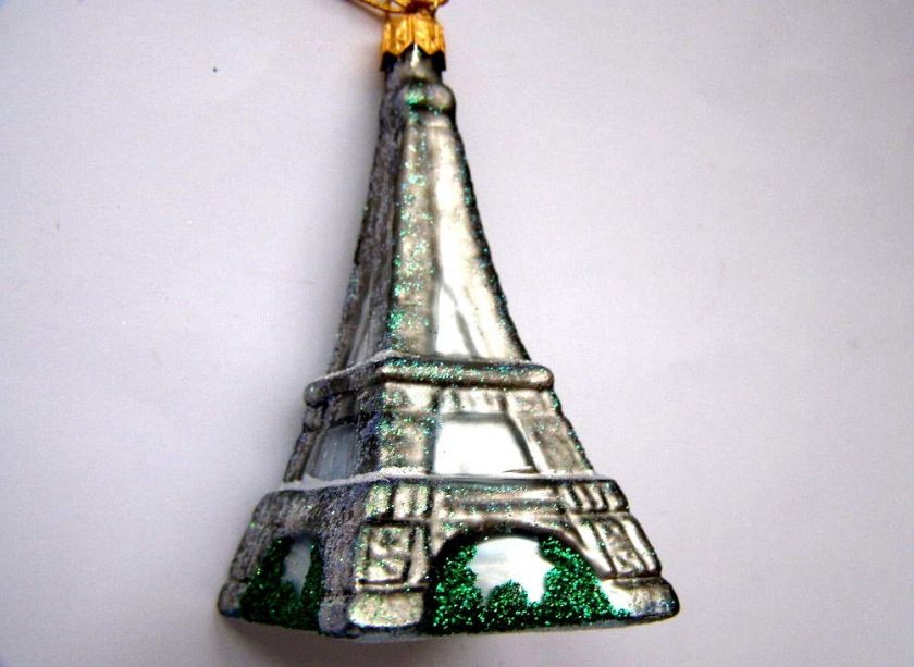 SM EIFFEL TOWER BLOWN GLASS CHRISTMAS ORNAMENT FRANCE  