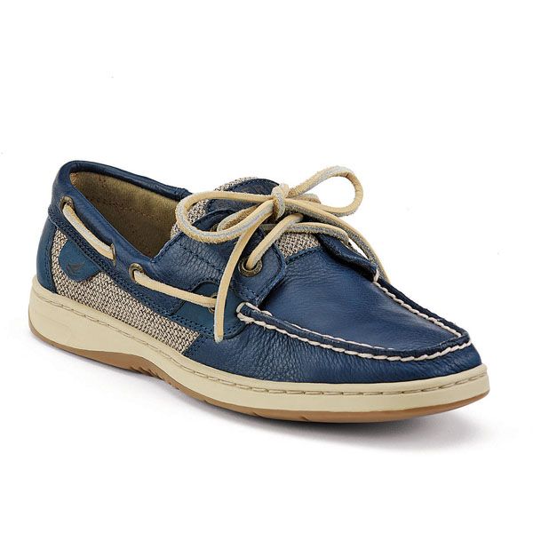 Womens Sperry Top Sider Bluefish 2 Eye Boat Shoes Navy Deerskin *New 