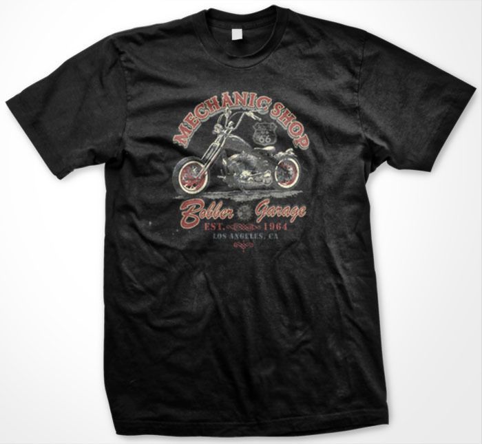 Mechanic Shop Bobber Garage Chopper Biker  Mens T Shirt  