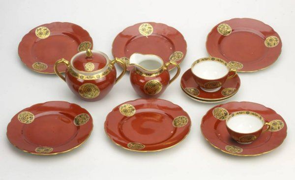 RARE* circa 1920 Russian Soviet antique PORCELAIN TEA SET by S.B 