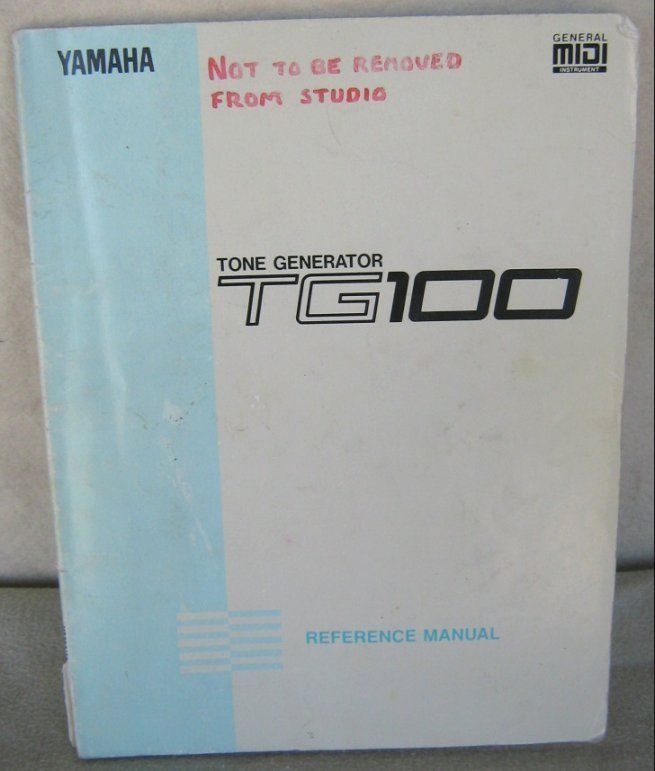 YAMAHA TG 100 TONE GENERATOR REFERENCE MANUAL  