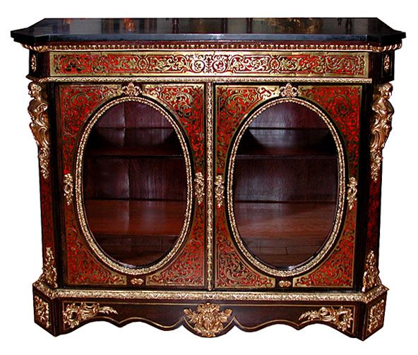 Napoleon III Gilt Bronze Mounted Red Boulle Vitrine  