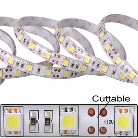 New 5M 16FT 12V Waterproof 3528 SMD LED Strip 300 LEDs Cool White High 