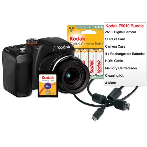 Kodak EasyShare Z5010 Digital Camera Kit   8GB Case/ Bag 4 Batteries 