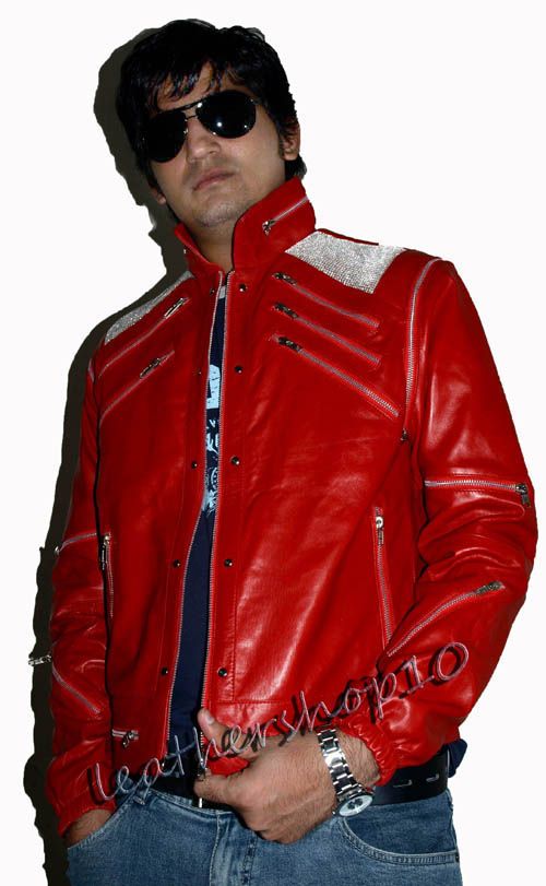 Michael Jackson Beat It Red Leather Jacket Vintage MM  