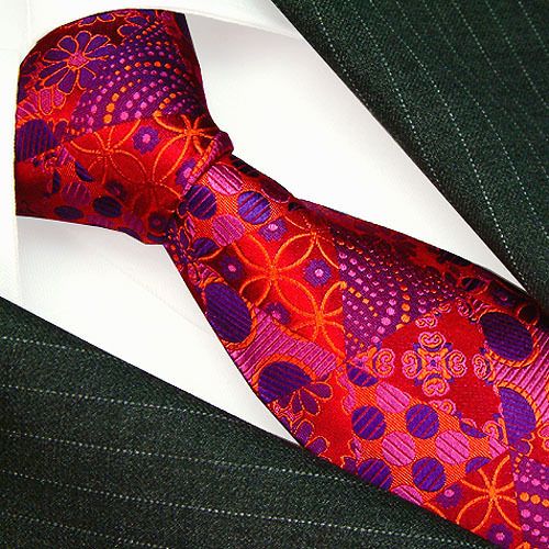 36057 LORENZO CANA ITALIAN SILK TIE RED PATCH CHECK NEW  