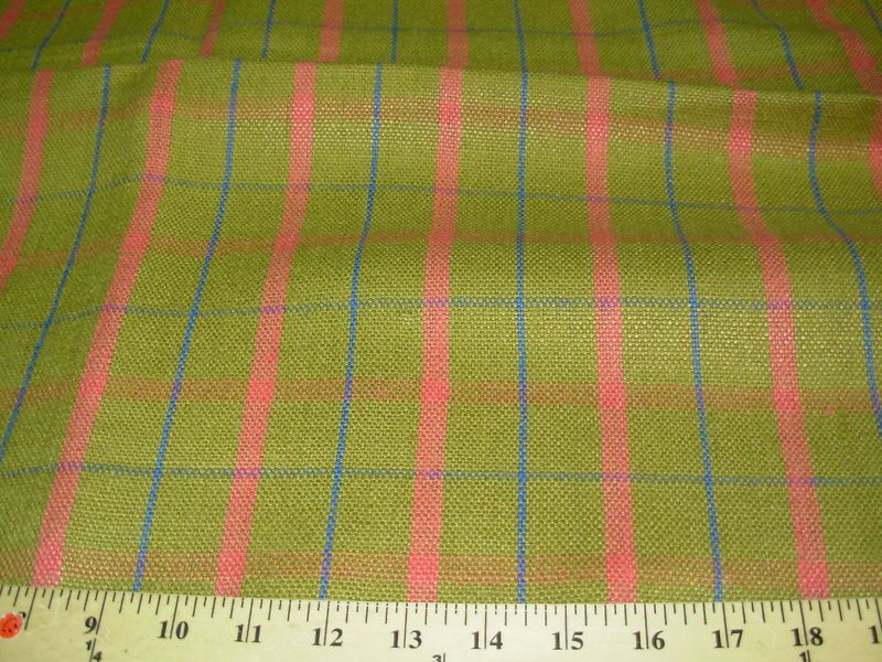 RALPH LAUREN~CARRADINE PLAID~LINEN DRAPERY UPHOLSTERY FABRIC~  