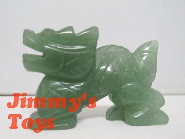 A34 HANDMADE CHINESE CARVED GREEN JADE DRAGON CARVING STATUE FIGURE 5 