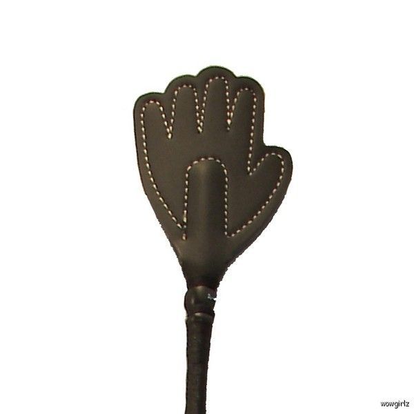 CROP   BLK PINK LEATHER   BUTTERFLY TIP   WHIP SPANKER  