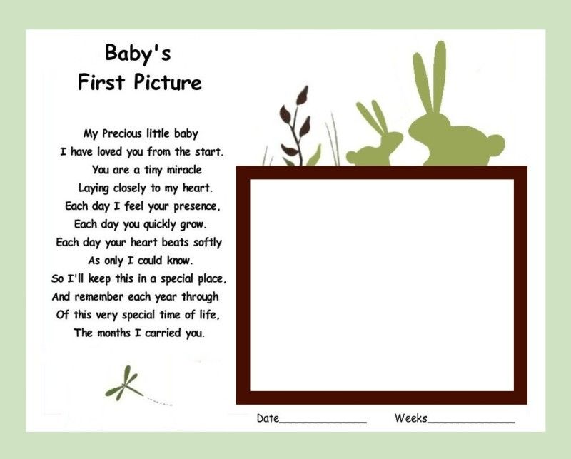 unframed print BUNNY MEADOW Baby gift ultrasound poem  