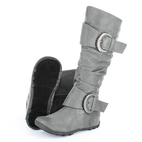 SODA MERGE SCRUNCH BOOTS GRAY WOMENS US SIZE 8.5, UK 6  