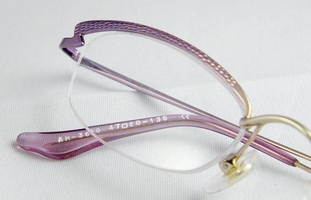 PURPLE LADIES WOMENS OPTICAL HALF RIMLESS EYEGLASS FRAMES EYEWEAR 