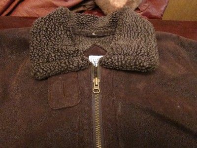 Vtg Field Gear Mens Cool Bomber Sherpa Sheepskin Leather Cafe Racer 